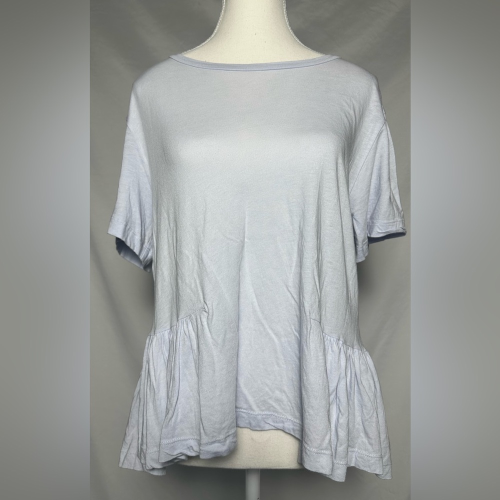 SUNDAY BEST Minerva Peplum Preppy Oversized Short Sleeve Shirt‎ Size M